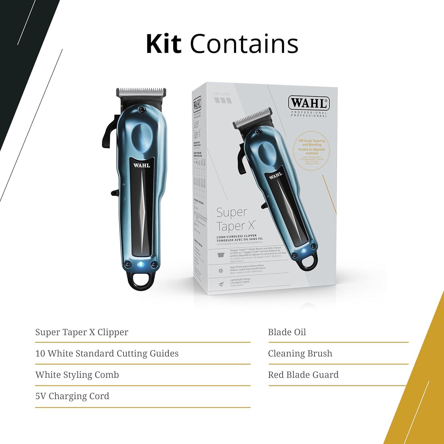 imageWahl Professional Super Taper X Cordless Clipper StaggerTooth Blade Powerful Rotary Motor Grooming Tool 100Minute Runtime