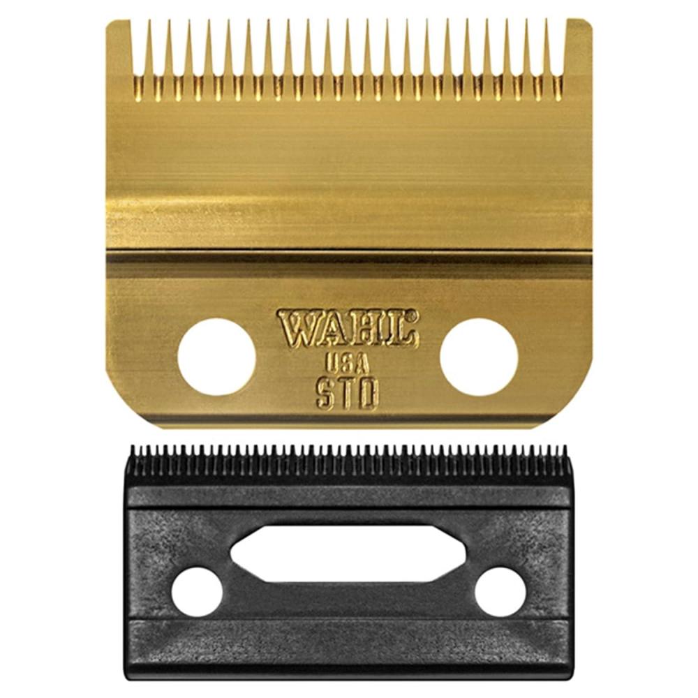 imageWahl Professional Stagger Tooth Gold Blade Set DLC Titanium Coated Seamless Blending Replacement Fits Cordless Magic Clip